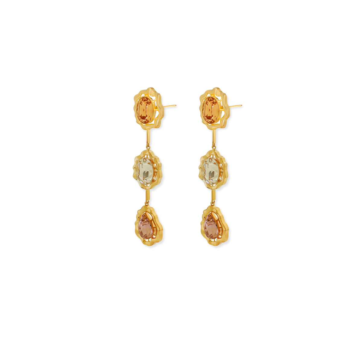 Triple Crystal Drop Earrings