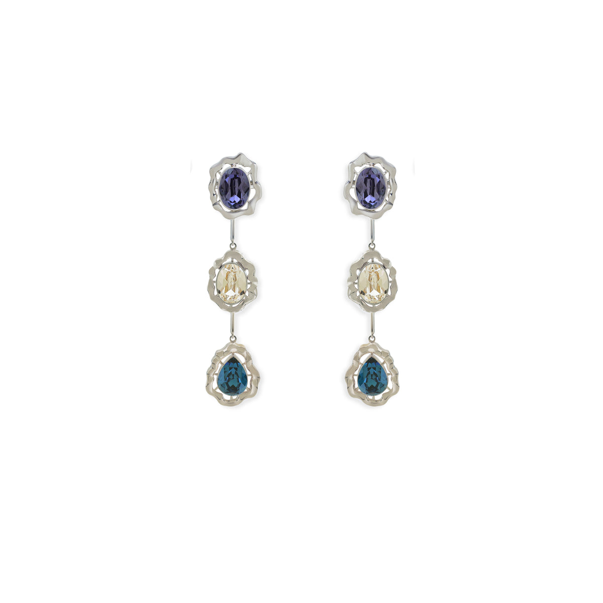 Triple Crystal Drop Earrings