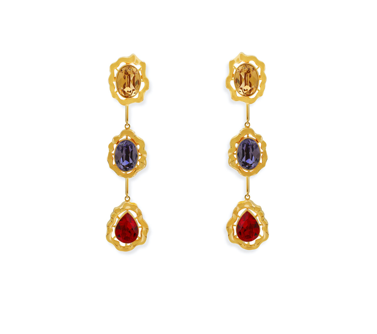 Triple Crystal Drop Earrings