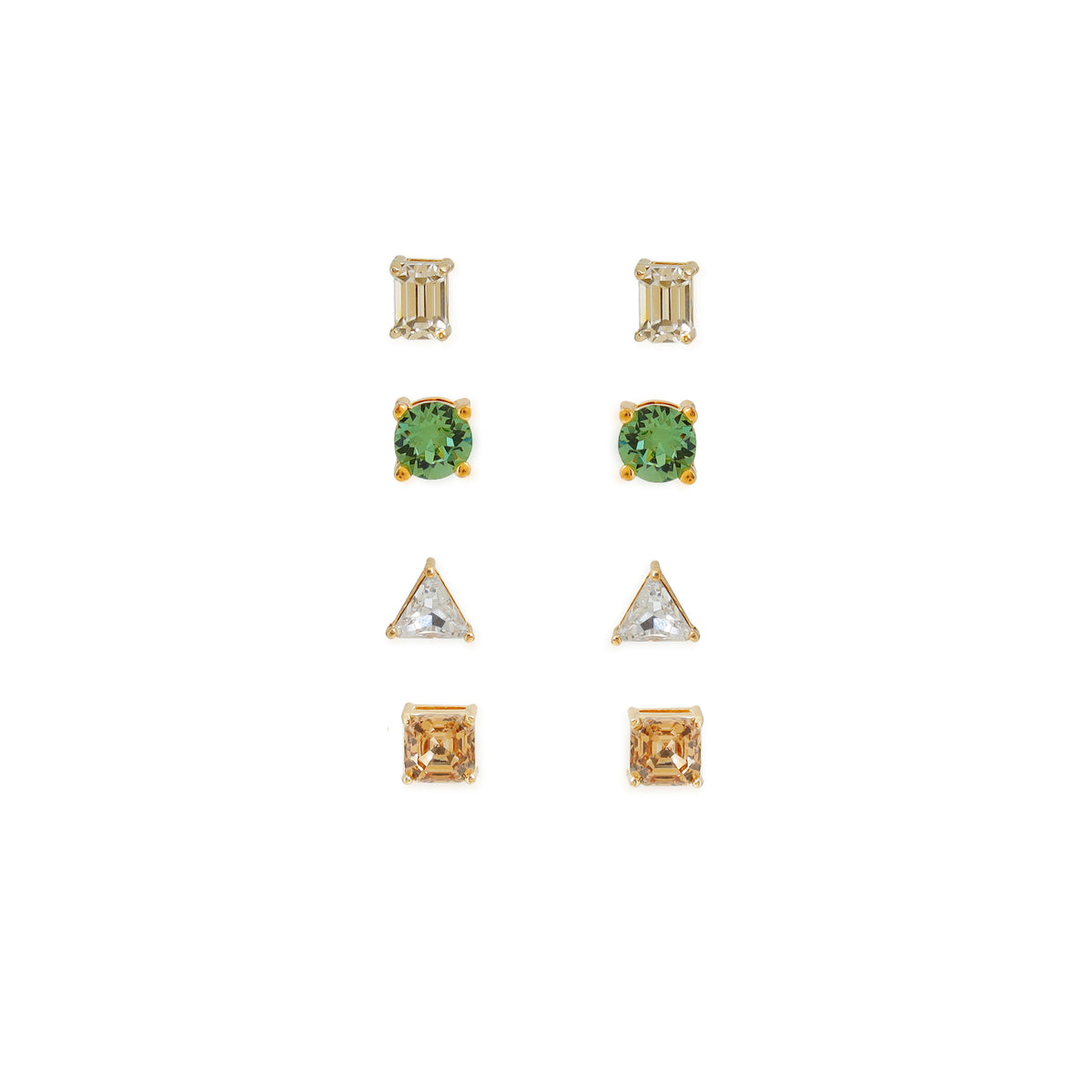 Multi-Shape Crystal Stud Earring Set