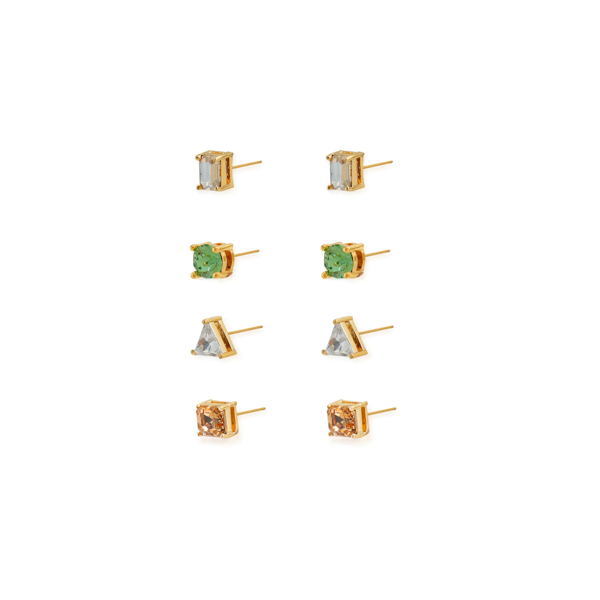 Multi-Shape Crystal Stud Earring Set