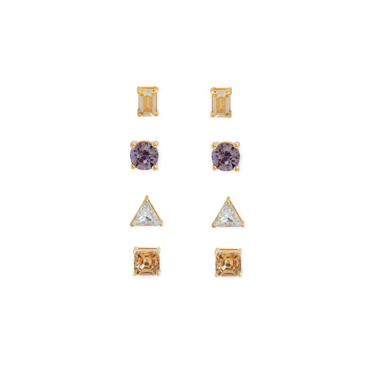 Multi-Shape Crystal Stud Earring Set