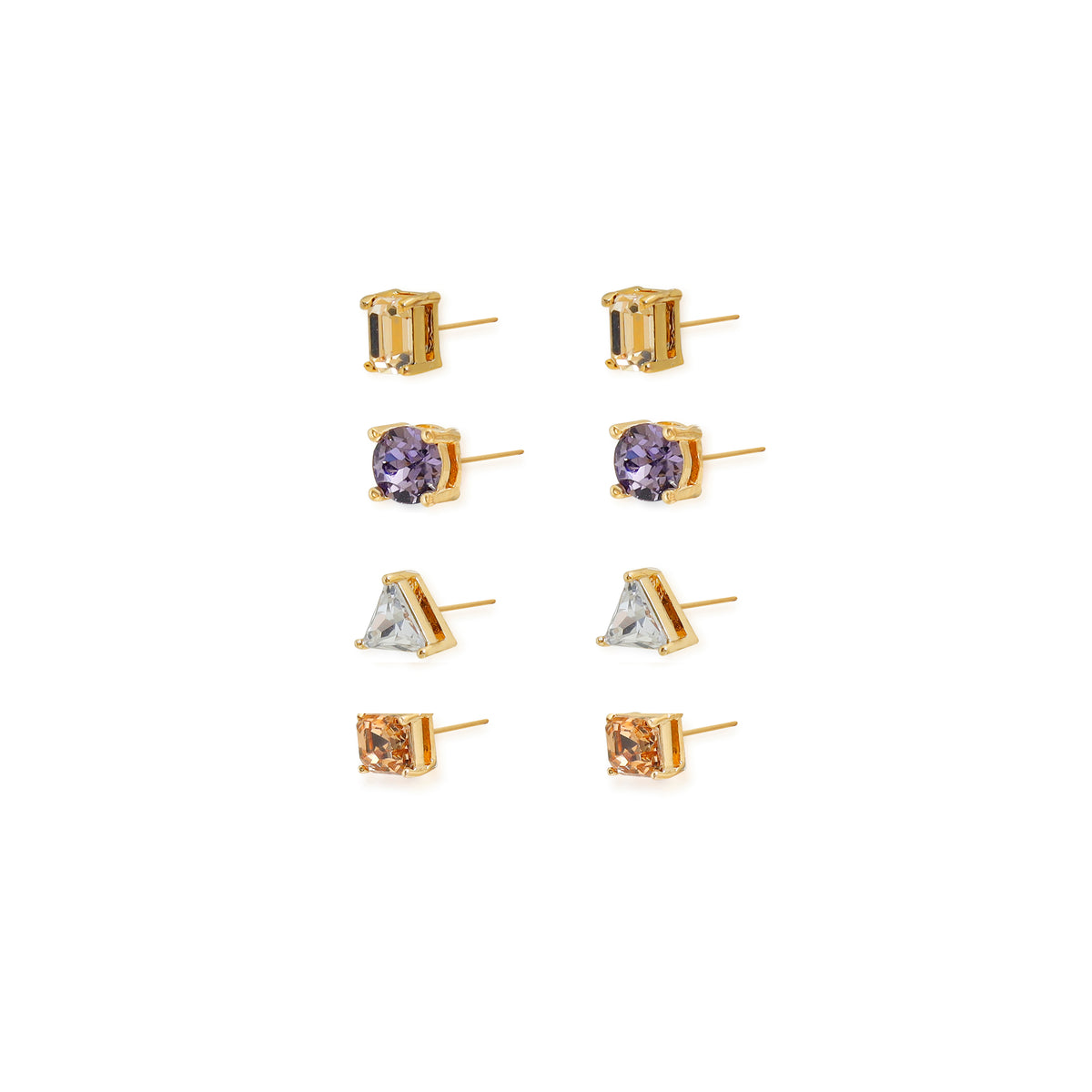 Multi-Shape Crystal Stud Earring Set