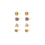 Multi-Shape Crystal Stud Earring Set