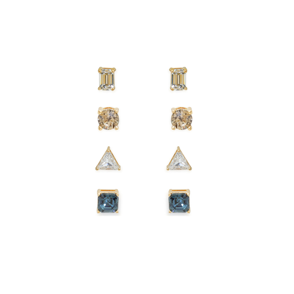 Multi-Shape Crystal Stud Earring Set