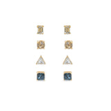 Multi-Shape Crystal Stud Earring Set