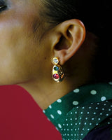 Oval-Shaped Crystal Earrings