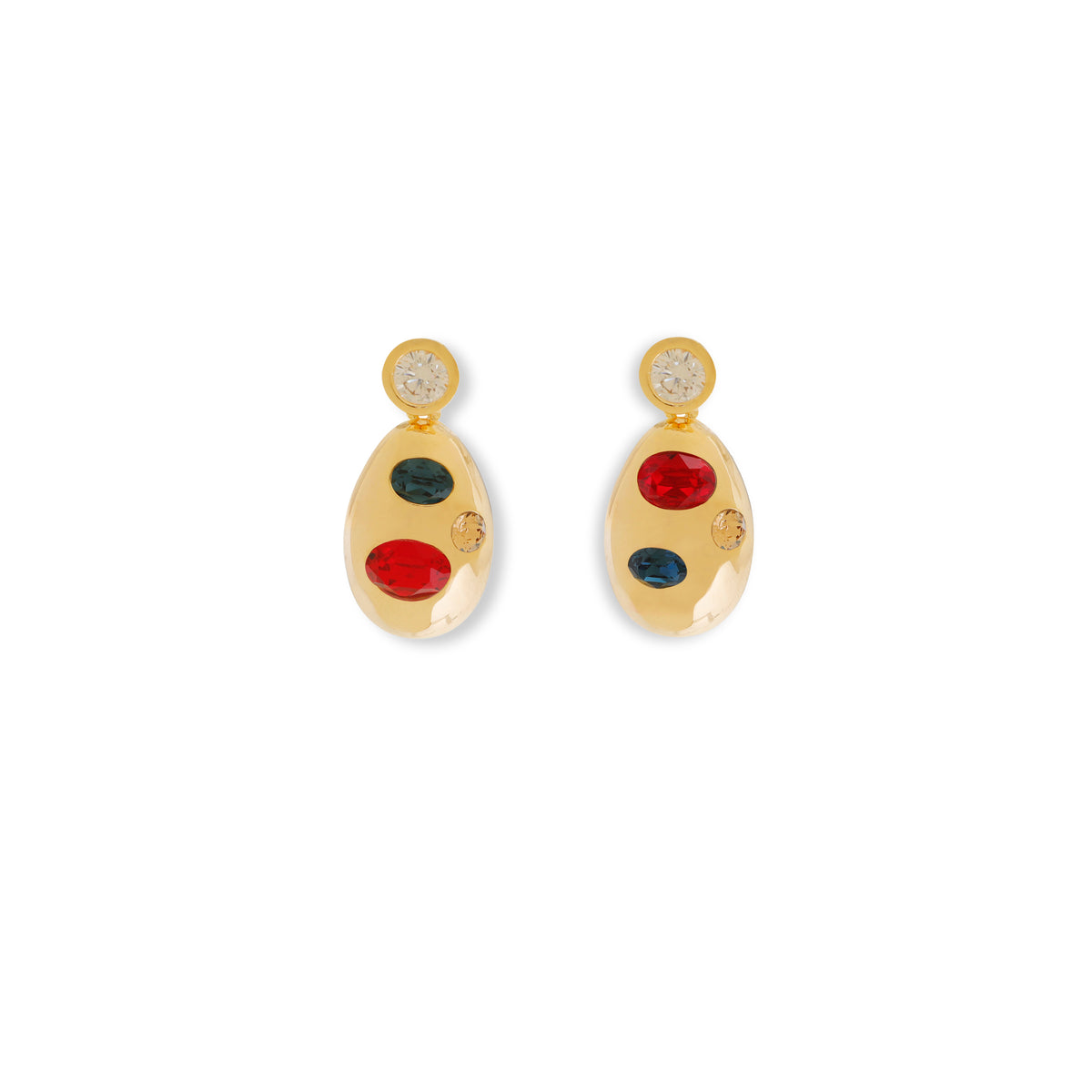 Oval-Shaped Crystal Earrings