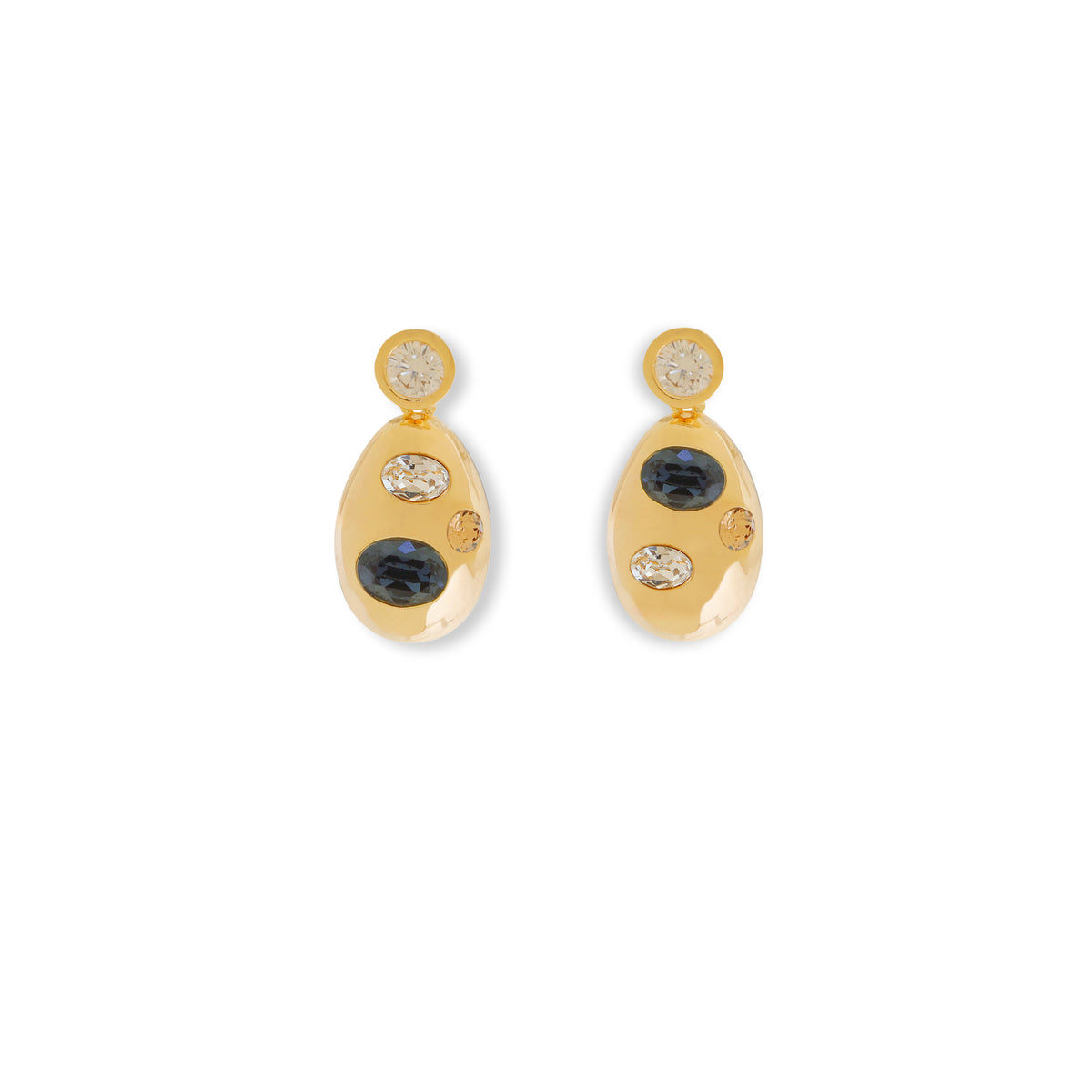 Oval-Shaped Crystal Earrings