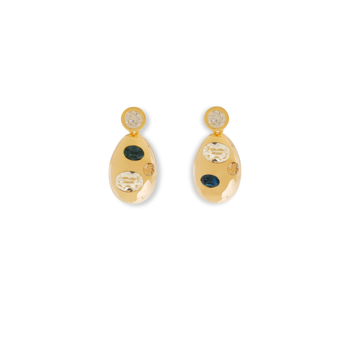 Oval-Shaped Crystal Earrings