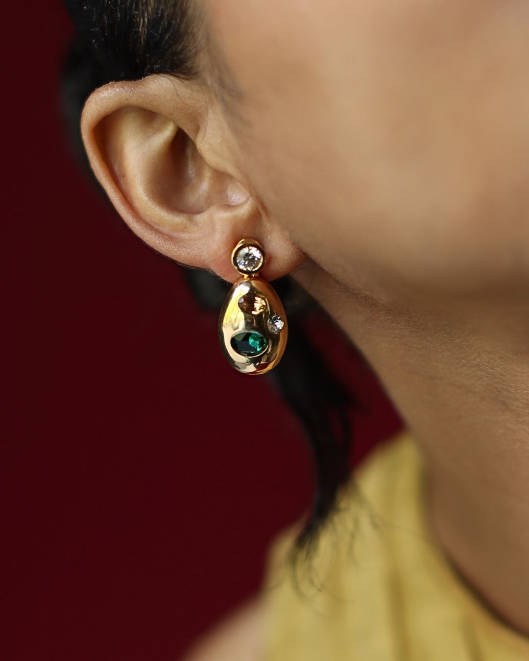 Oval-Shaped Crystal Earrings