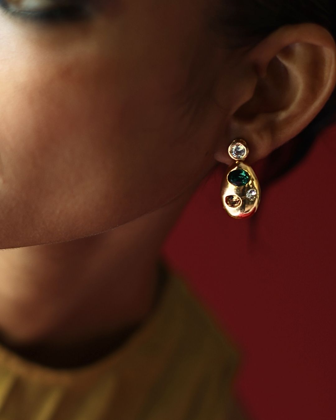 Oval-Shaped Crystal Earrings