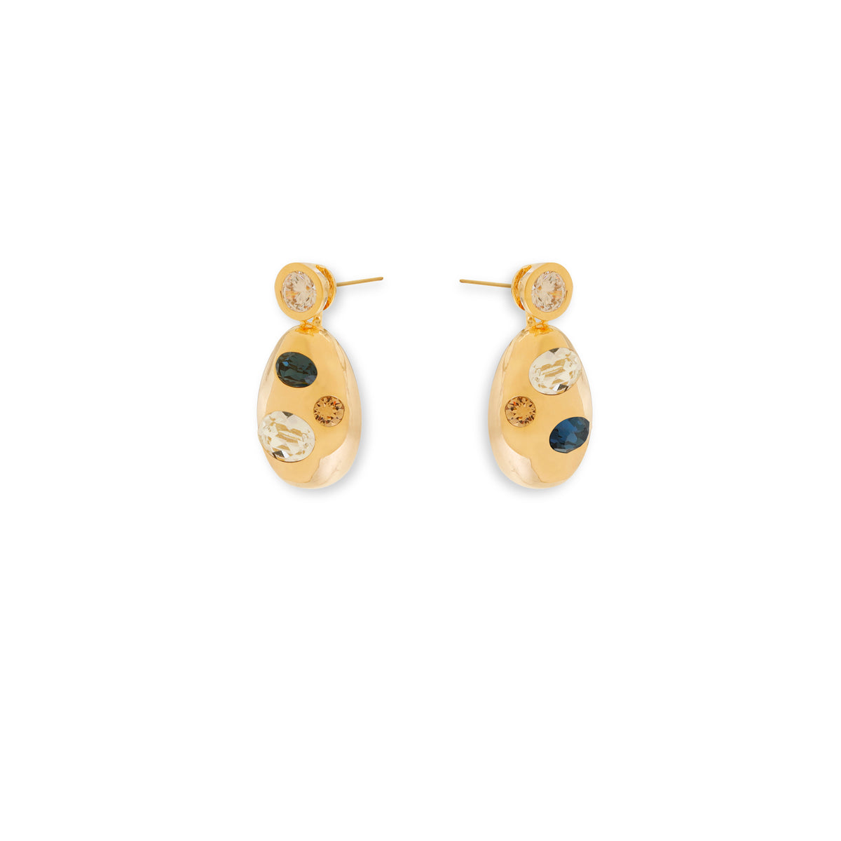 Oval-Shaped Crystal Earrings