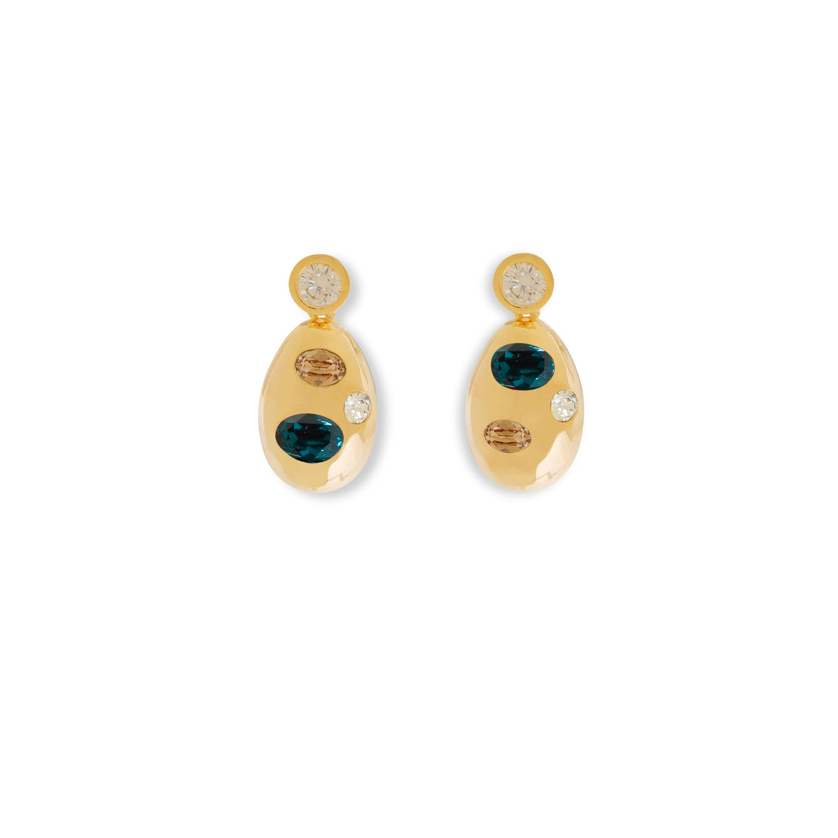 Oval-Shaped Crystal Earrings