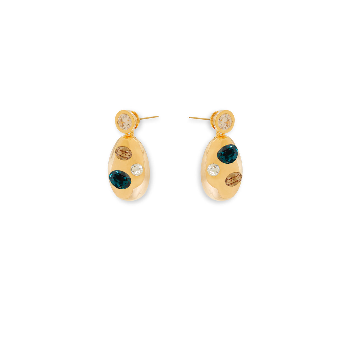 Oval-Shaped Crystal Earrings
