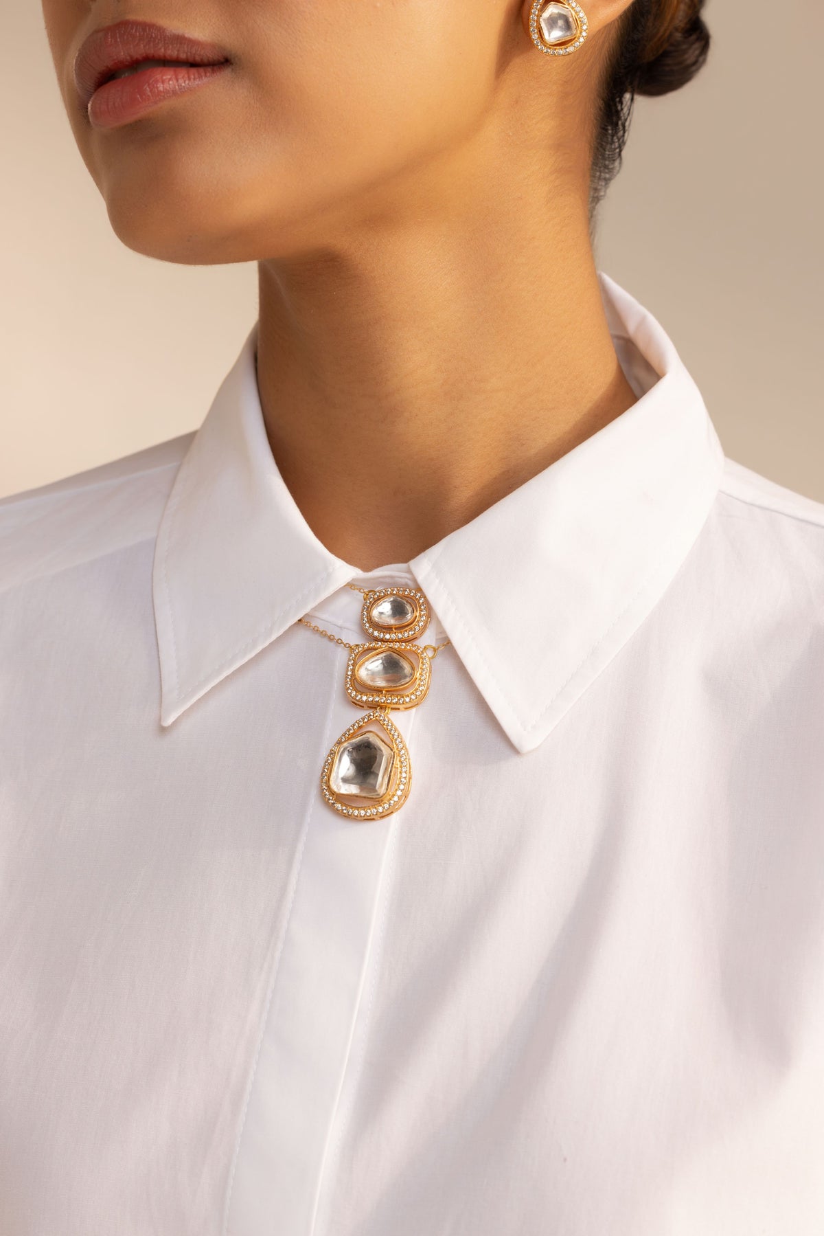 Trayi Polki Pendant Set
