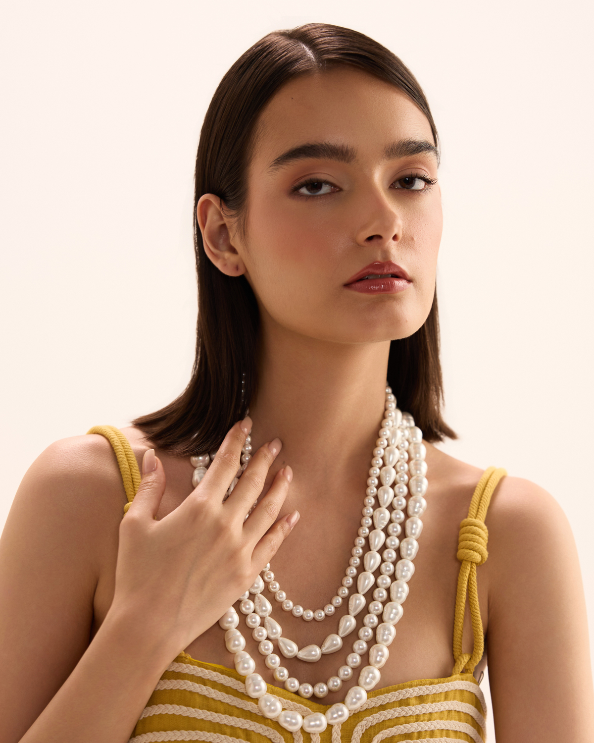 Muti Layered Drops & Oval Necklace