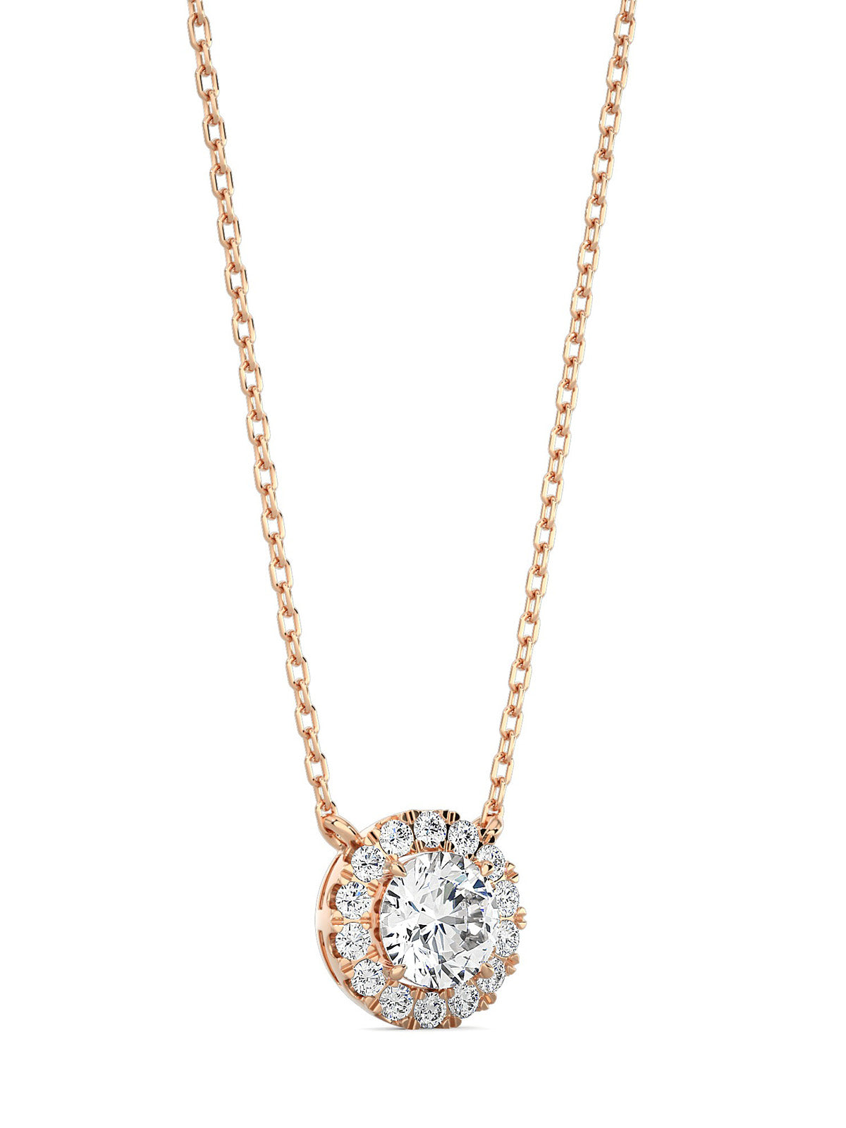 Round Diamond Halo Necklace