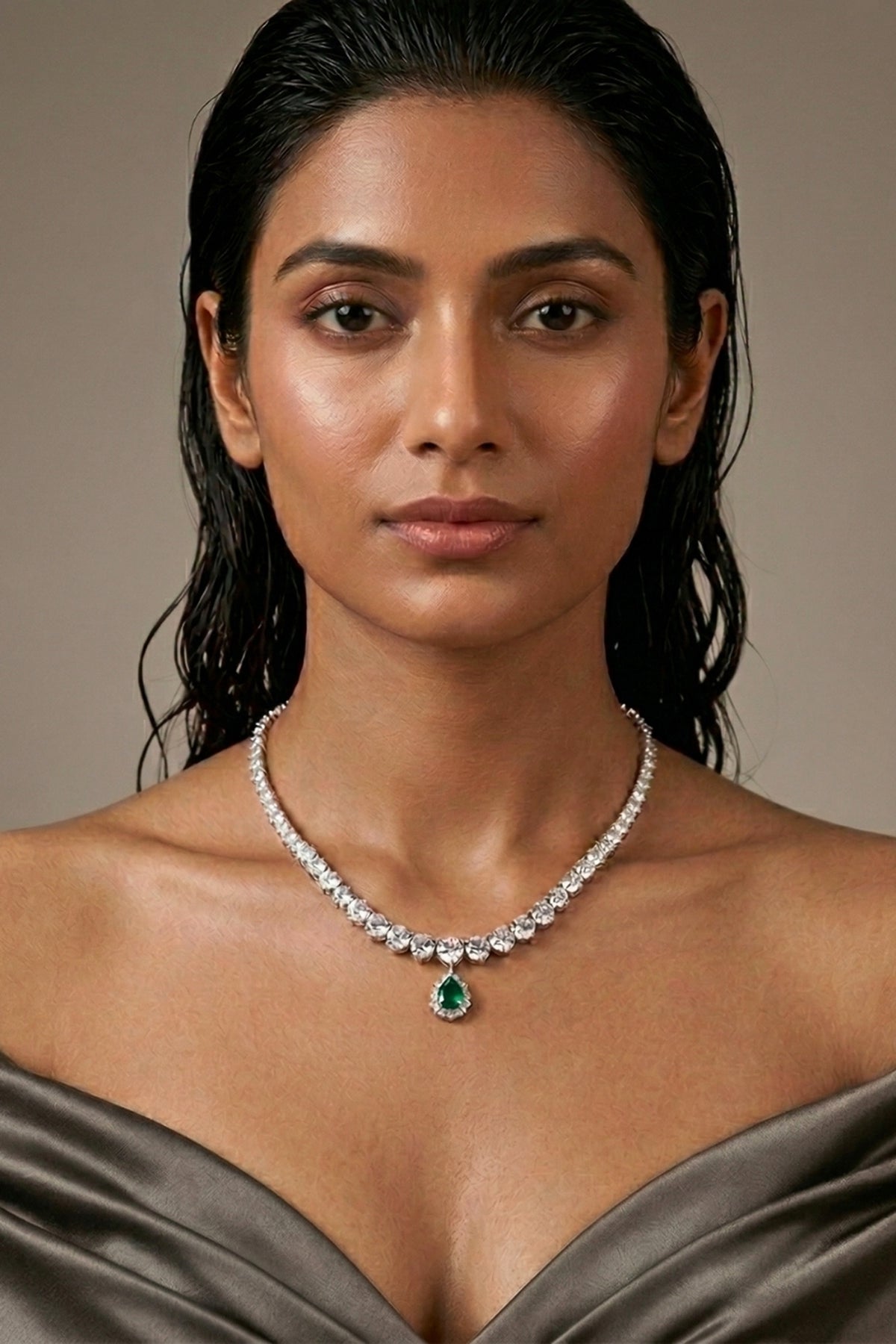 Multi Stone Drop Pendant Necklace