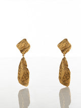 Beaten Gold Drop Earrings