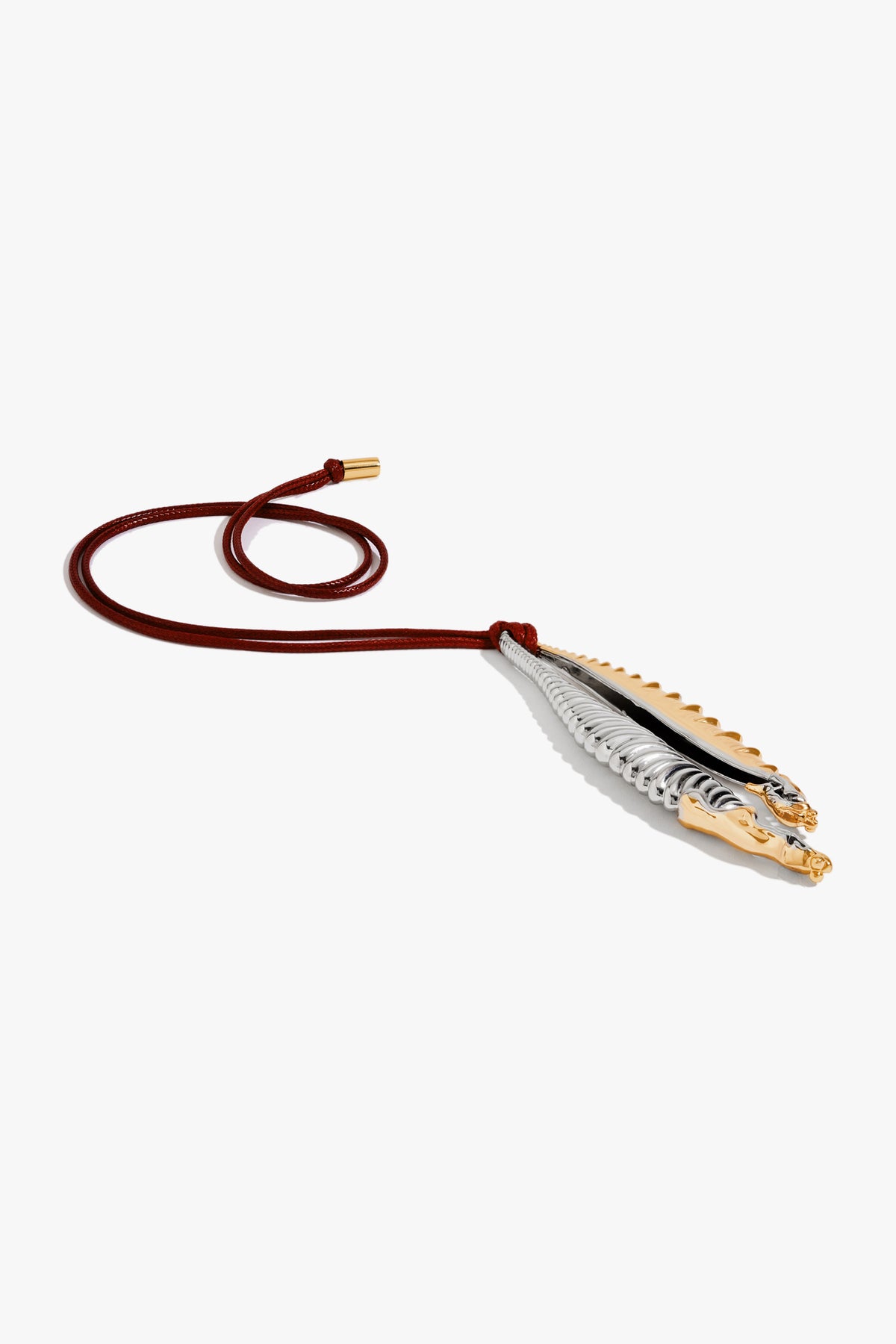 Gold Plated Dual Tone Sculptural Pendant Necklace