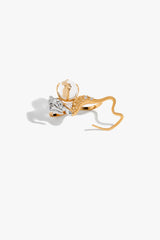 Gold Plated Dual Tone Sculptural Sphere Statement Ring