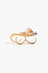 Gold Plated Dual Tone Sculptural Sphere Statement Ring