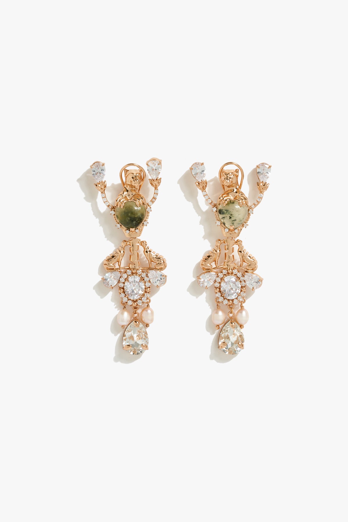 Tri-Leopard Prehnite Cascade Studs