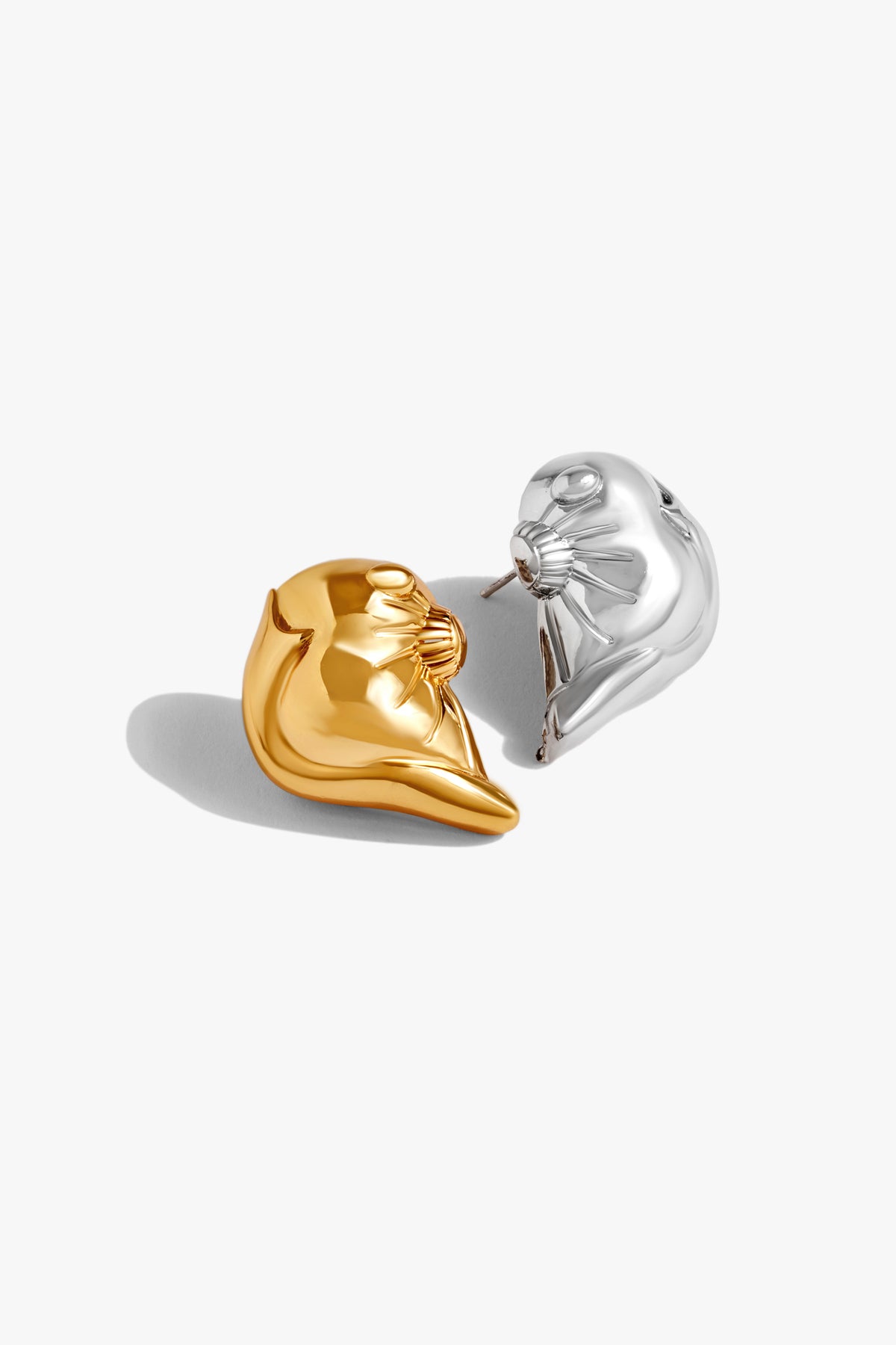 Gold & Silver Tone Folded Stud Earrings