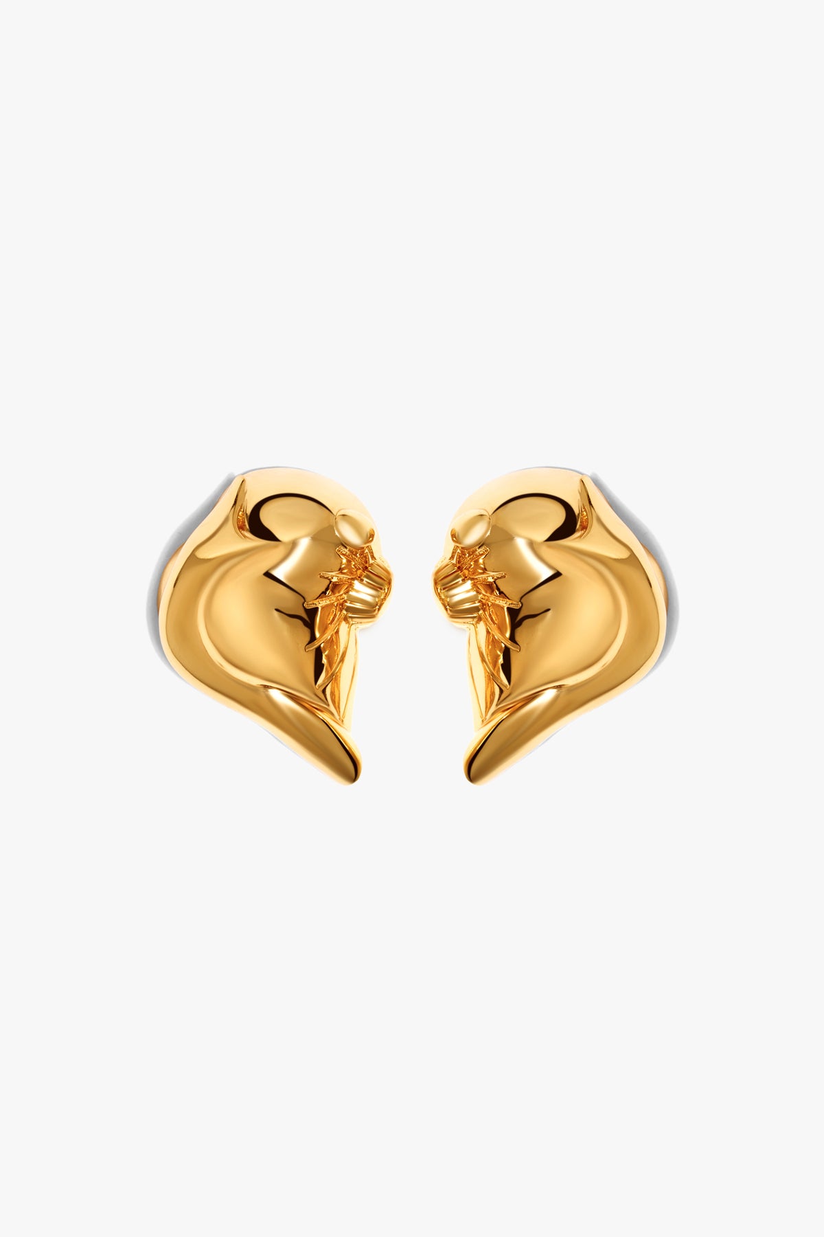 Gold Plated Folded Form Stud Earrings