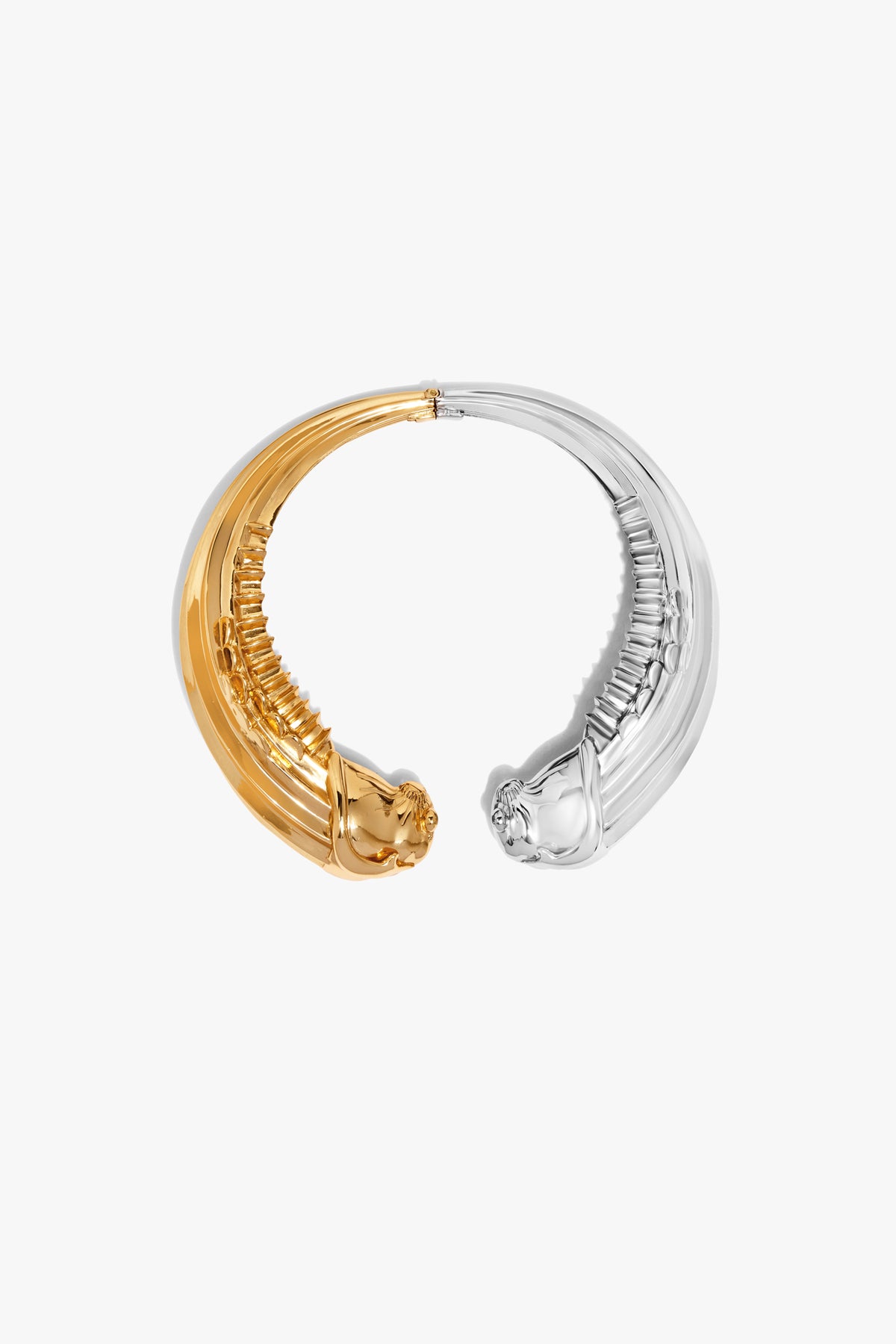 Gold Plated Dual Halo Torque Choker Necklace