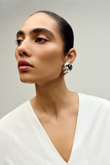 Gold & Silver Tone Folded Stud Earrings
