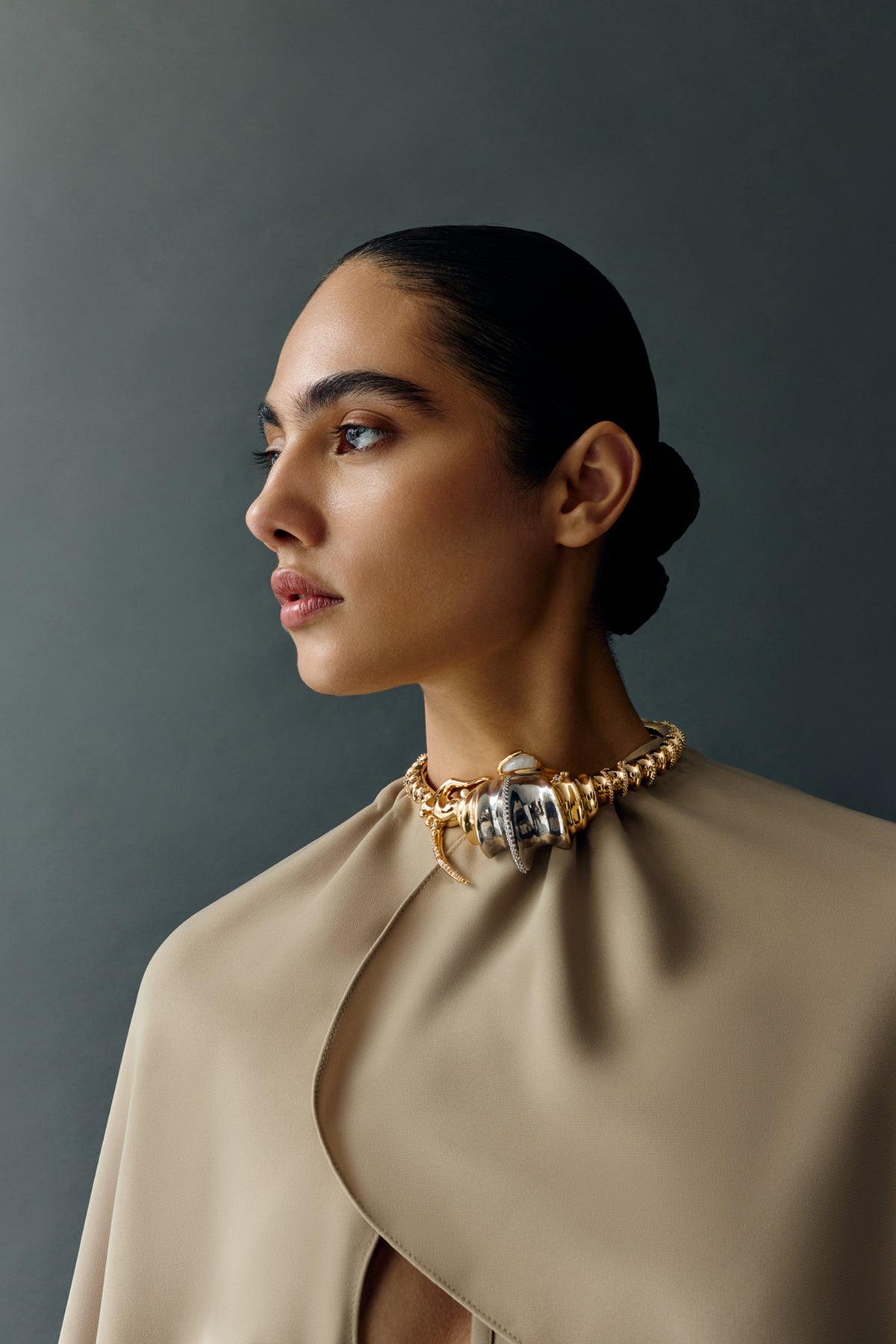 Seanymph Statement Gold Plated Collar Necklace