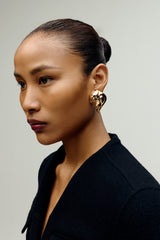Gold Plated Folded Form Stud Earrings