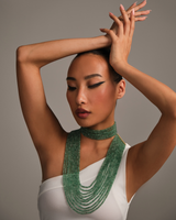 Green Multilayered Long Necklace