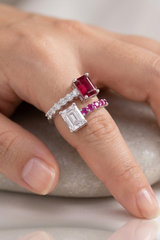 Emerald Cut Dual Stone Wrap Ring