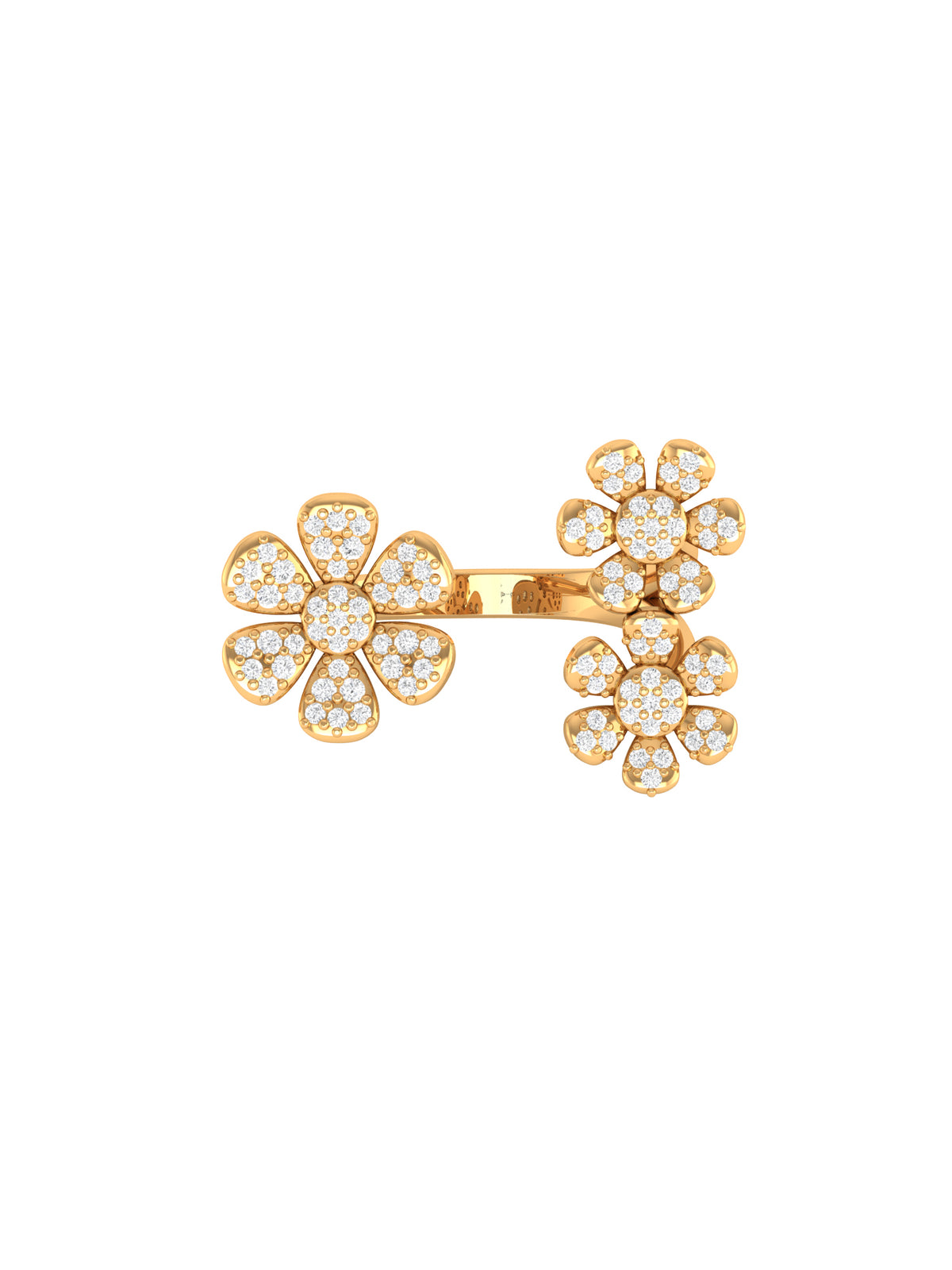 Solid Gold Diamond Flower Cluster Ring