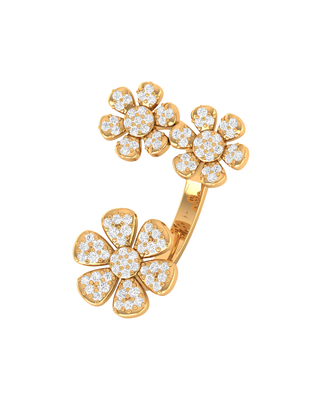 Solid Gold Diamond Flower Cluster Ring