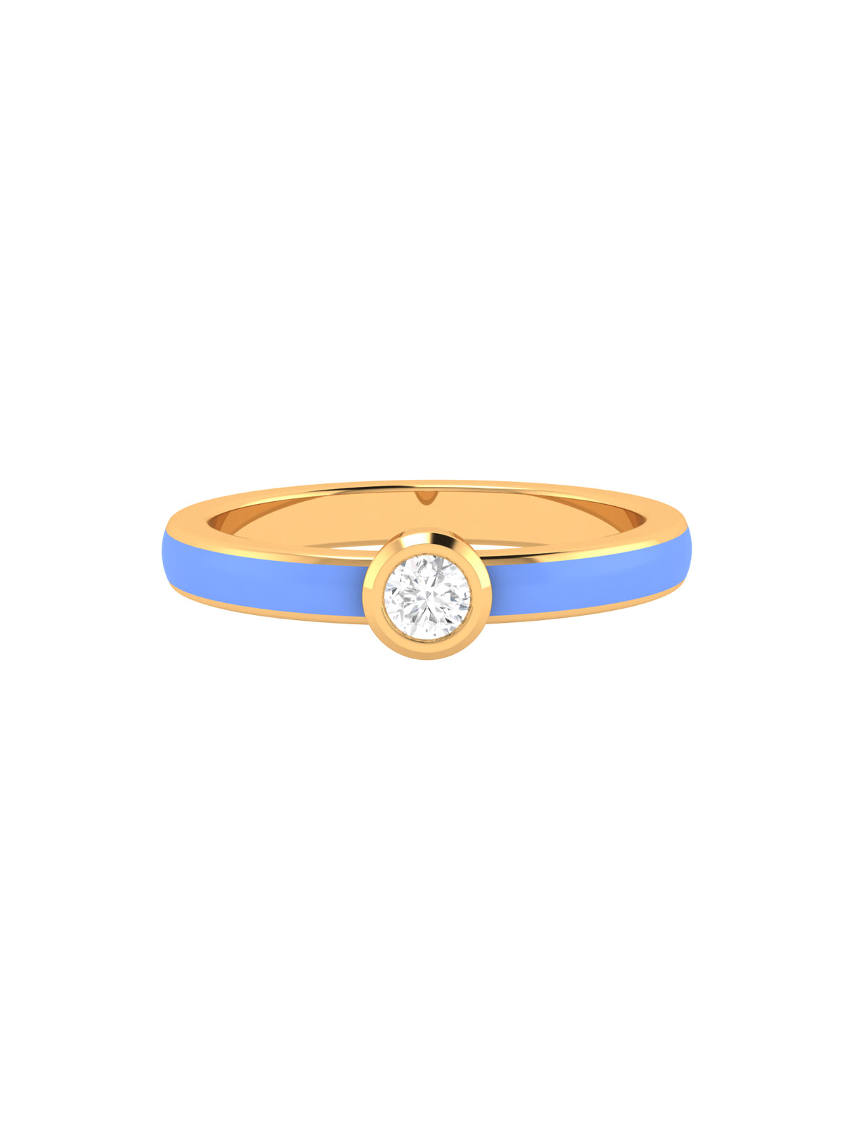 Solid Gold Solitaire Diamond Enamel Ring