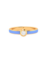 Solid Gold Solitaire Diamond Enamel Ring