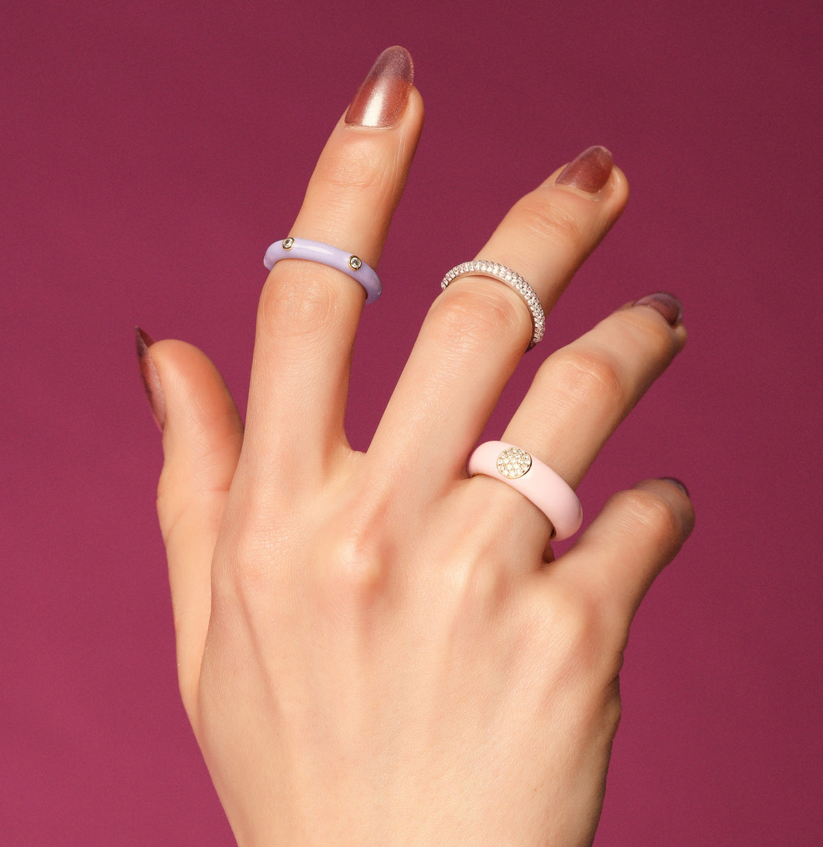 Solid Gold Diamond Thick Enamel Ring