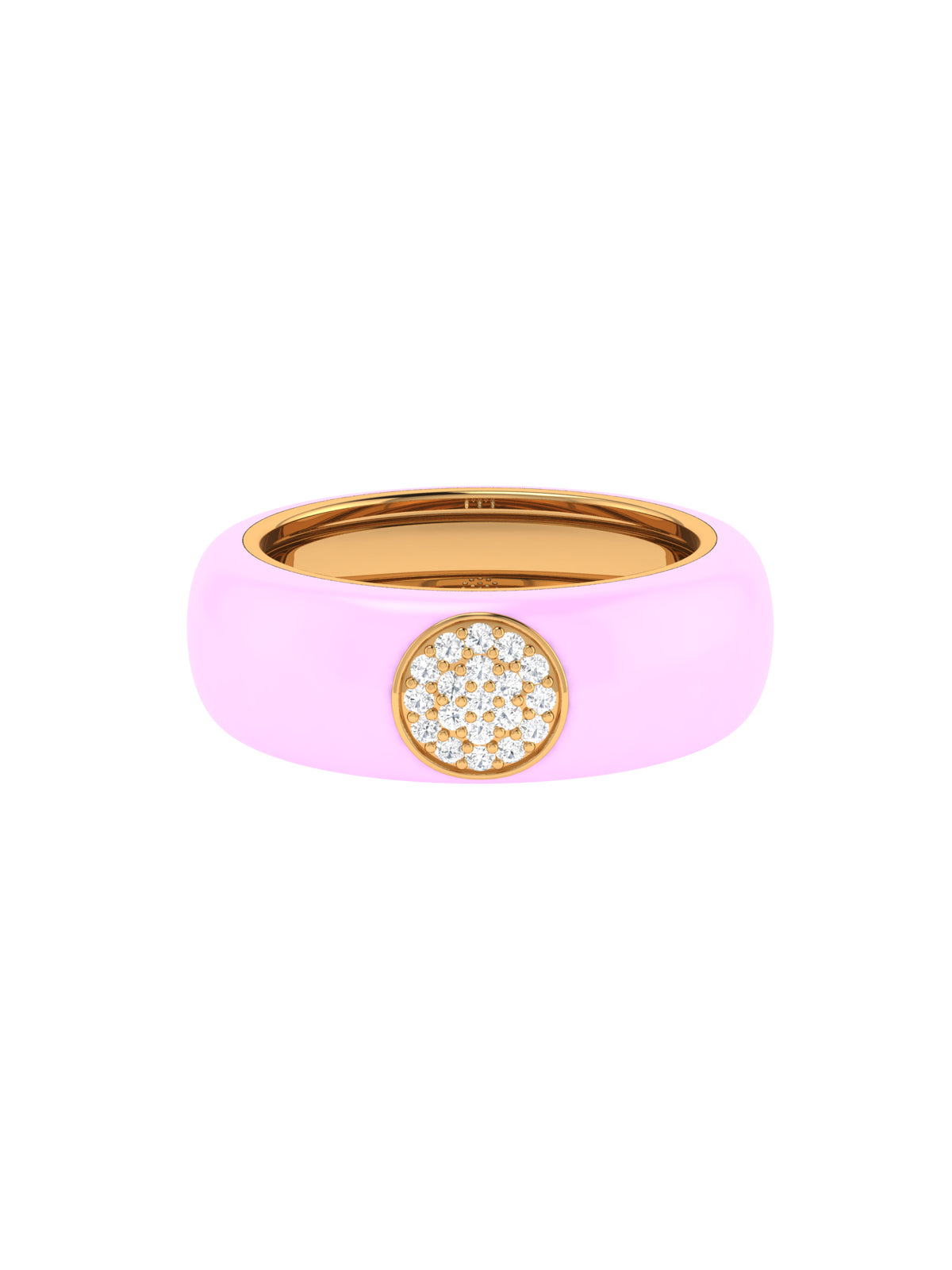 Solid Gold Diamond Thick Enamel Ring