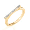 Solid Gold Flat Bar Diamond Stackable Ring