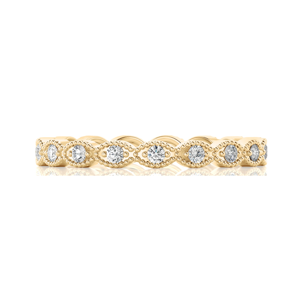 Solid Gold Milgrain Diamond Eternity Band