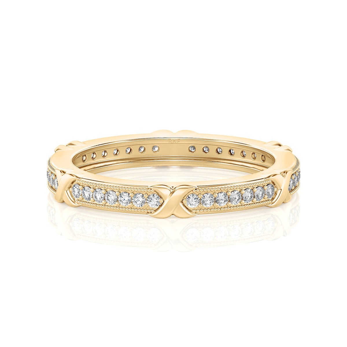 Solid Gold Diamond X Stacking Ring