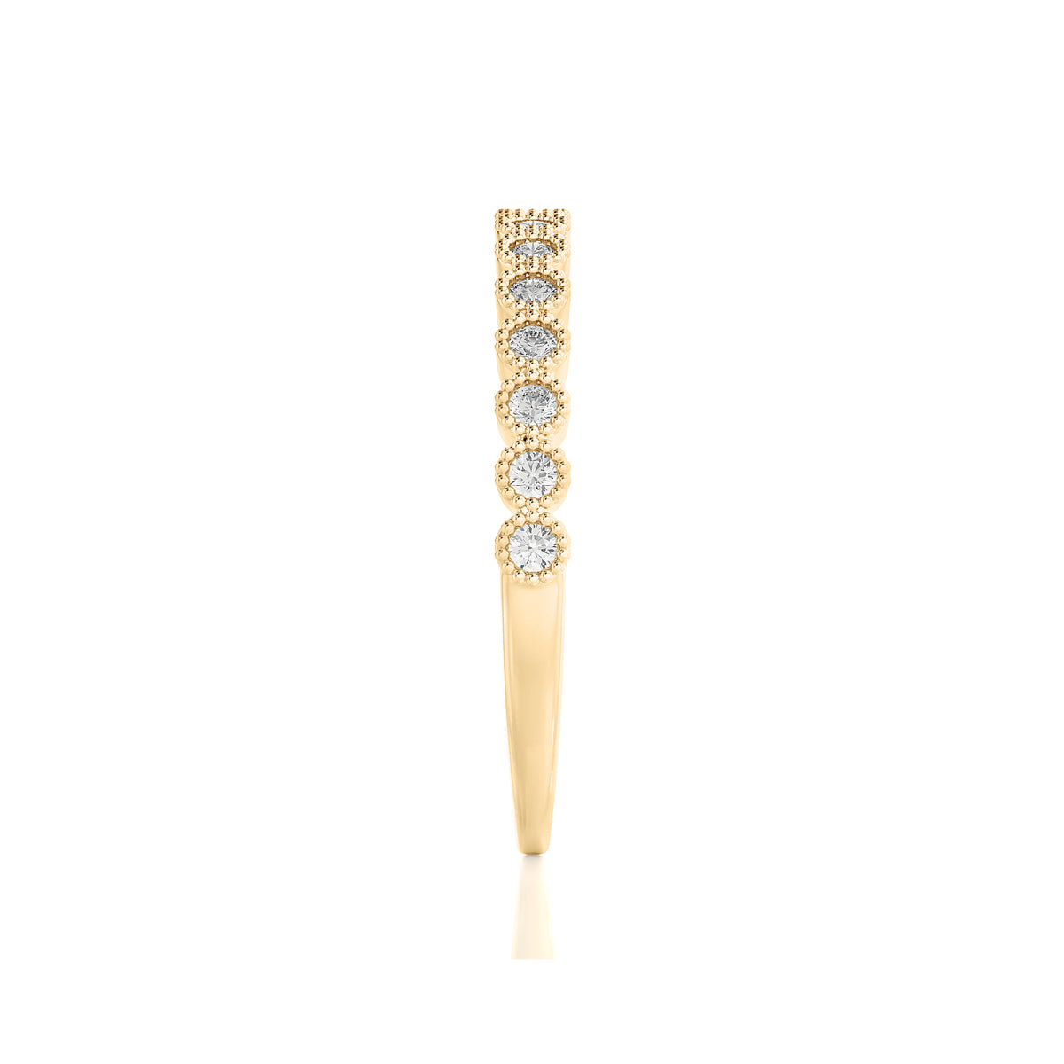 Solid Gold Milgrain Diamond Stacking Ring