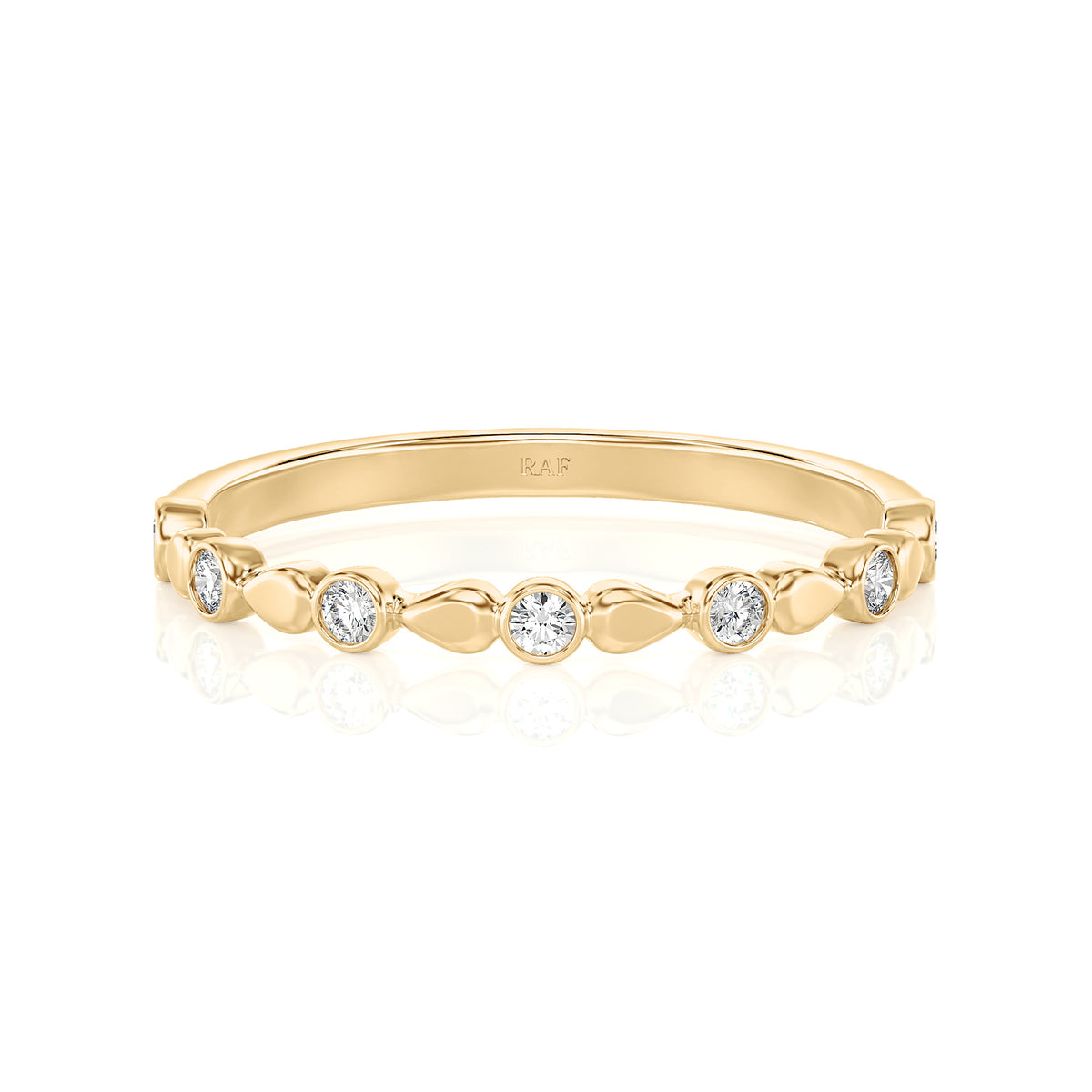 Solid Gold Pear Petals Diamond Band