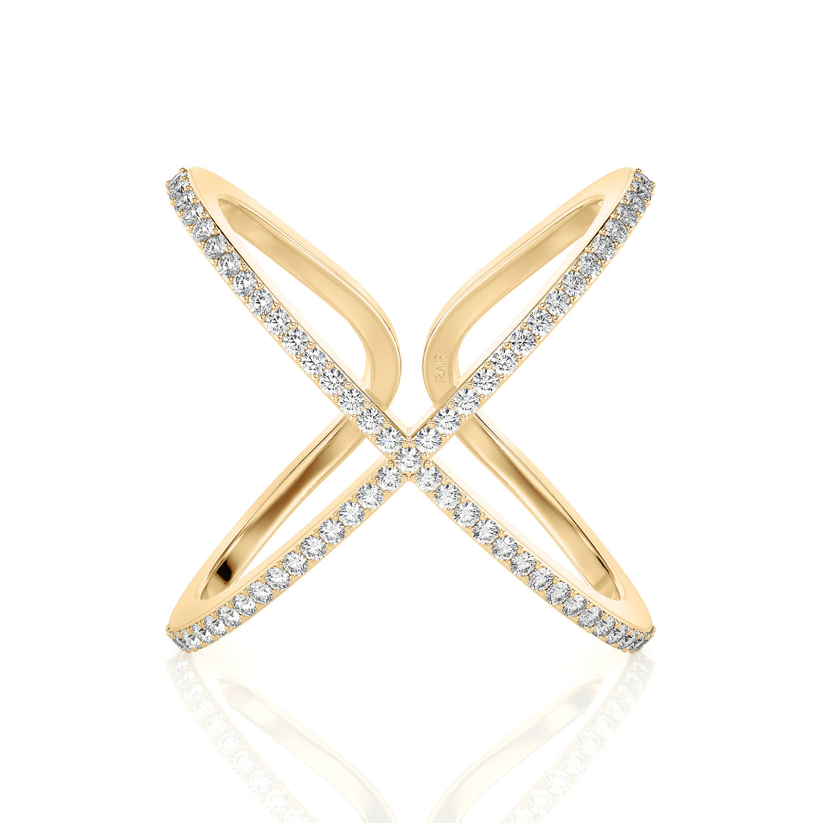 Solid Gold Criss Cross Diamond Ring