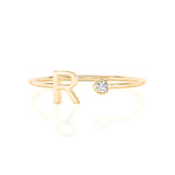 Solid Gold Initial Diamond Ring