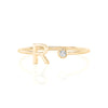 Solid Gold Initial Diamond Ring